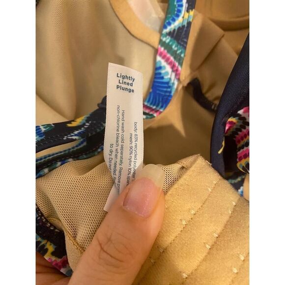 Cacique 42DD blue Swim dress lightly lined plunge Floral Tropical Boho Vacation - Picture 10 of 12